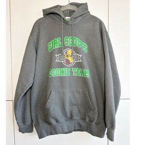 Girl Scout Cookie Team Sweatshirt Hoodie Gray Green Size Large Kangaroo Pocket